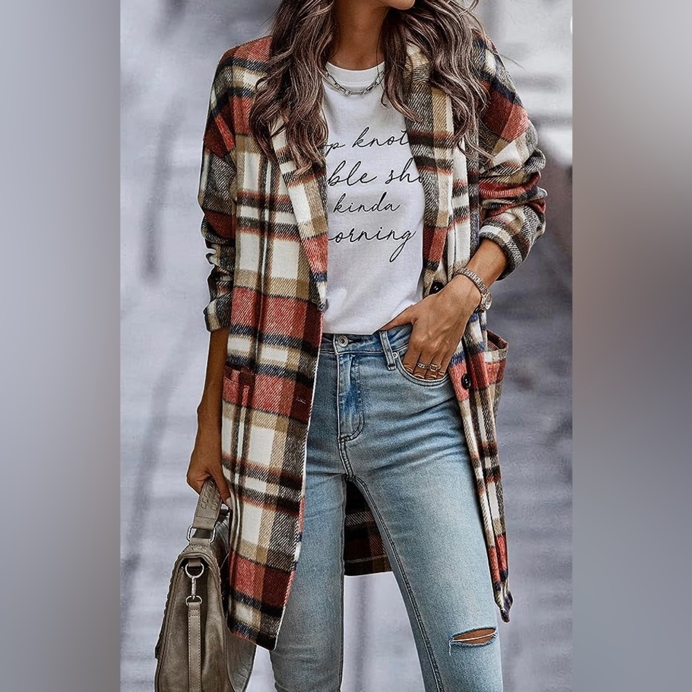 PRETTYGARDEN - Plaid Shacklet Jacket